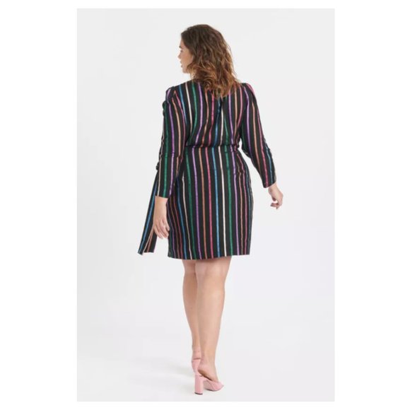 NWT Tanya Taylor Metallic Stripe Magnolia Wrap Party Dress - Picture 2 of 12